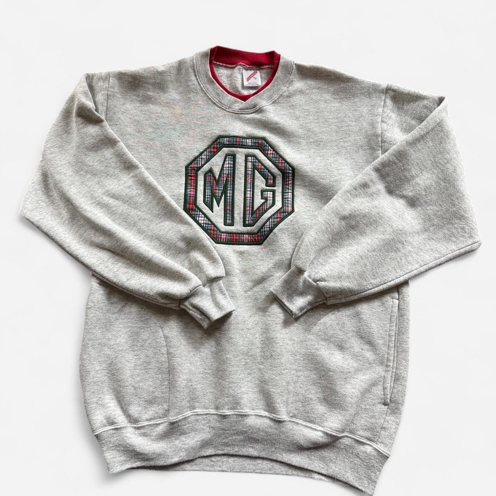 Vintage 90s MG Automotive crewneck with pockets Jerzees size XL